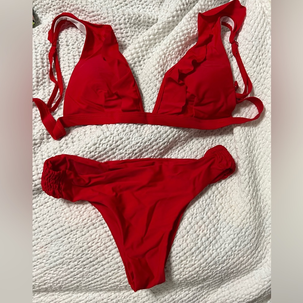 Red swim suit
